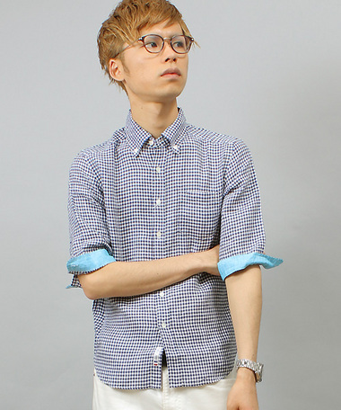MEN'S BIGI FIRST 【再入荷】【スマート5月号P49 山本裕典さん着用】 フレンチリネンギンガムシャツ/スリムシルエット