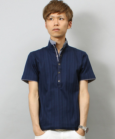 MEN'S BIGI 　半袖フェイクレイヤードポロ