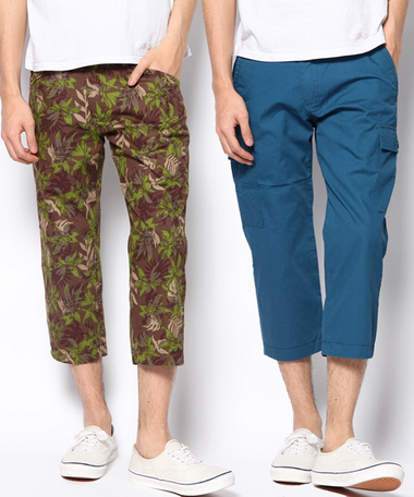 MEN'S BIGI 　リバーシブルクロップドパンツ/無地×花柄